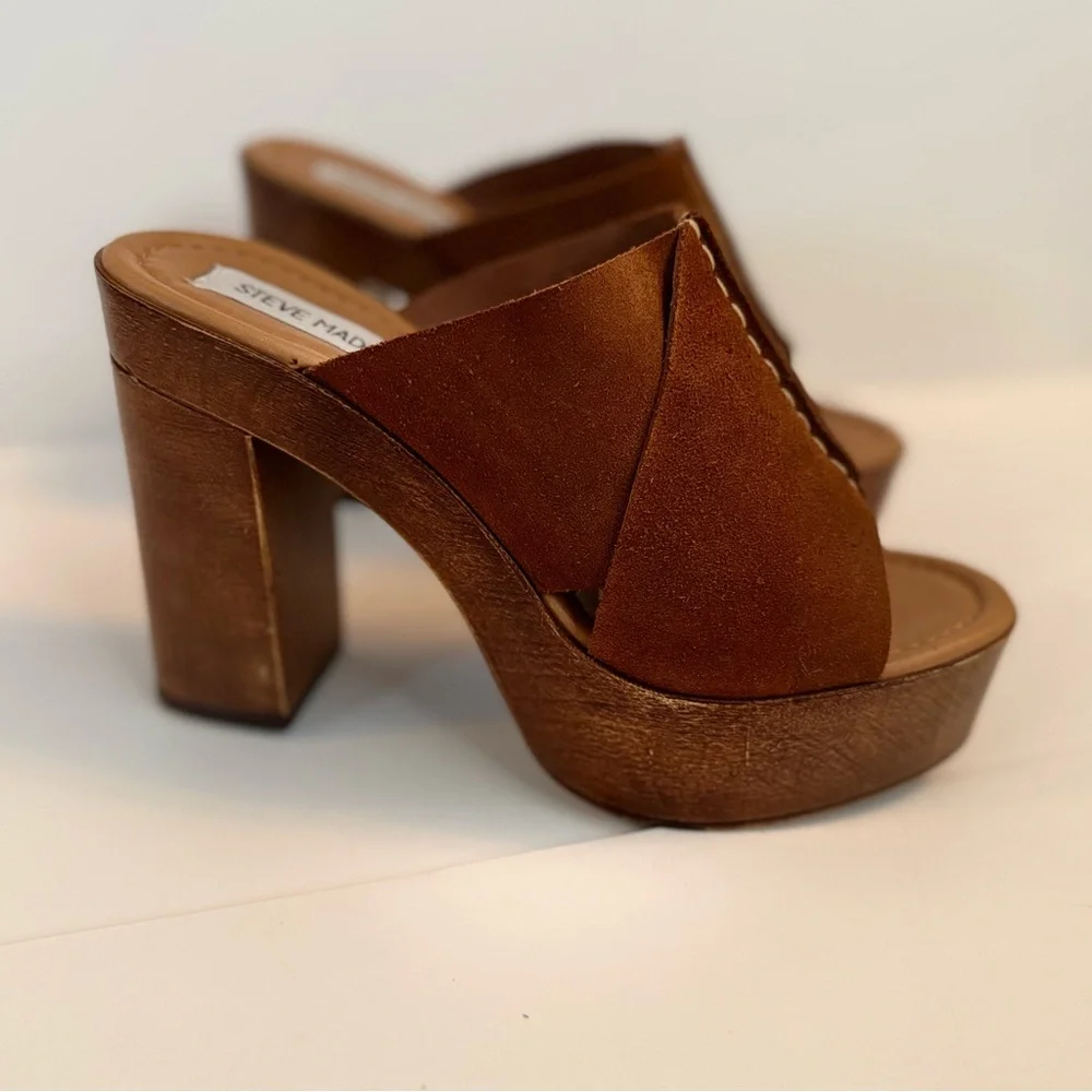 Steve Madden Brown Platform Mules - Picture 3 of 13